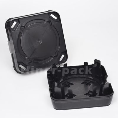 Kapasitas 25pcs Semikonduktor Wafer Packaging Box Hitam Konduktif PP Wafer Horizontal Pengirim